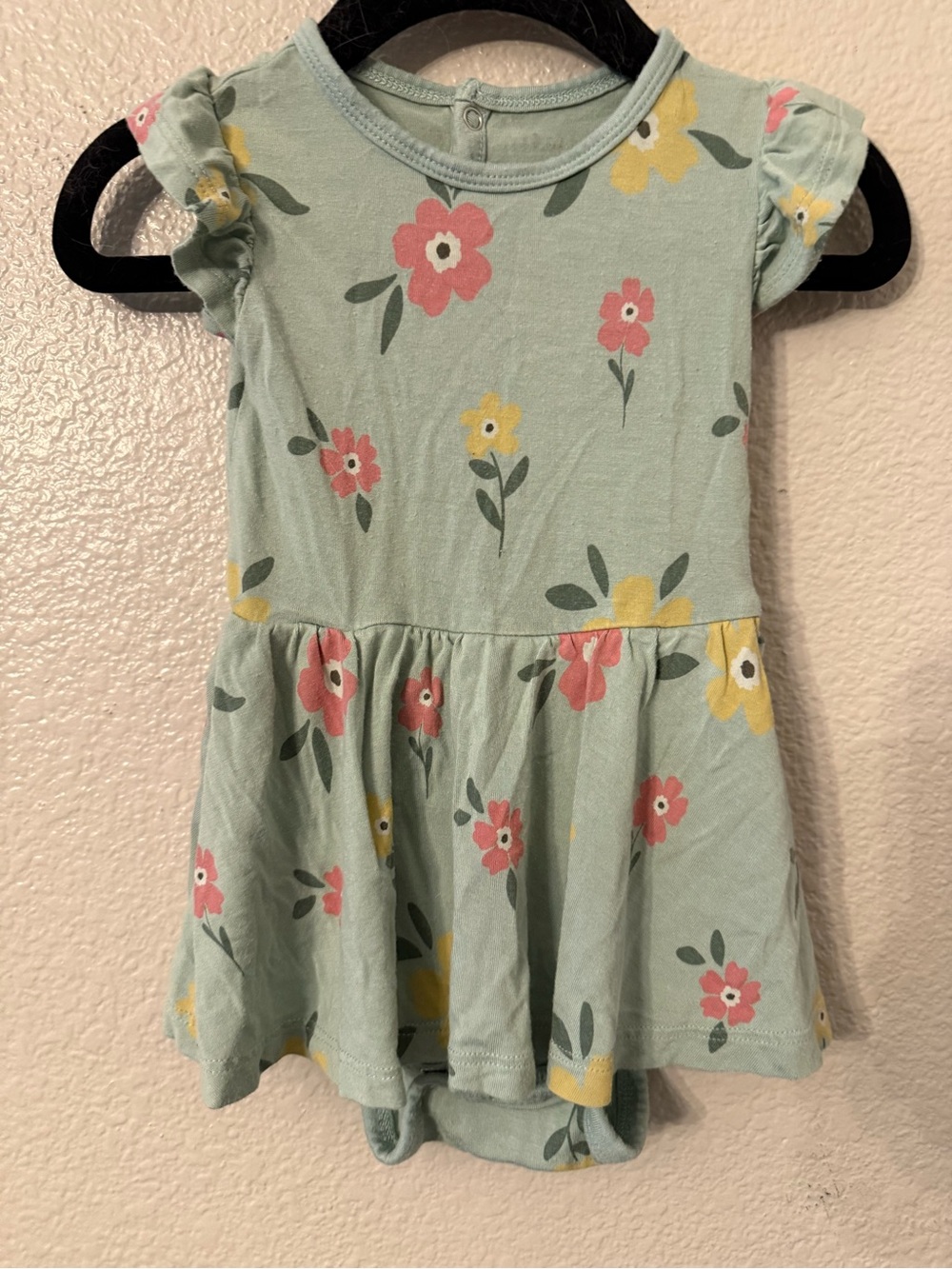 Kyte BABY Mint Green Floral Ruffle-Sleeve Dress
